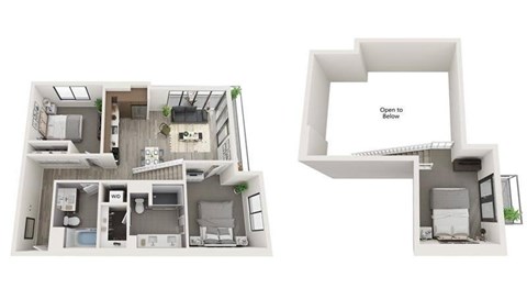 Floor plan for 2 beds, 2 baths, 1186 sqft